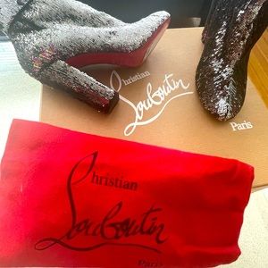 Christian Loboutin Boots Moulamax 100 Paillettes size 36 silver/multi